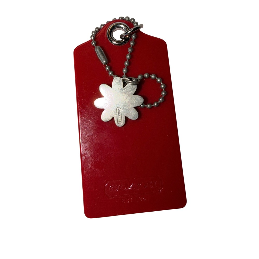 Coach Poppy Red Plastic Hangtag with Enamel Daisy Charm Bag Accessory - Picture 7 of 9